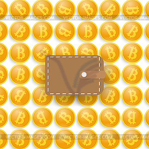 Bitcoins and purse - vector clipart