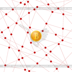 Coin bitcoin on abstract background - vector clipart