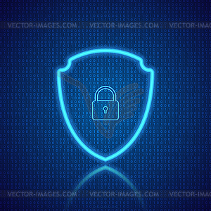 Shield and lock for protection of digital data - color vector clipart