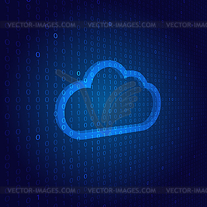 Cloud symbol network on digital background - vector image