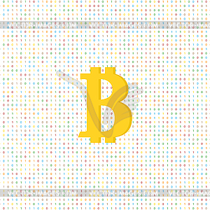 Coin bitcoin on digital background - vector clipart