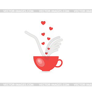 Чашка чая с сердечками. - изображение векторного клипарта