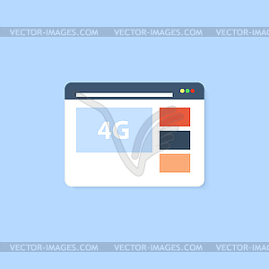 Web browser with option to connect 4g Internet - vector clipart