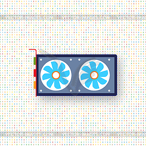Компьютерная видеокарта на цифровом фоне - векторный клипарт