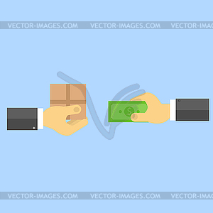 Payment of delivery of goods to courier - vector clipart / vector image