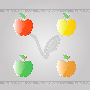 Set of shiny apples icons on gray background - vector image