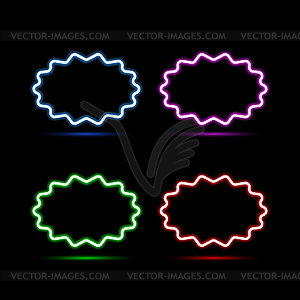 Set of neon banners on black background - vector image