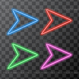 Colored neon arrows on black background - vector clipart