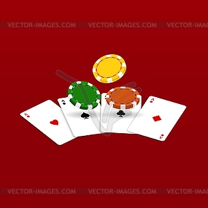 Playing cards and casino chips - vector clip art