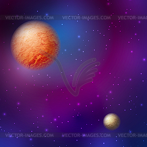 Cosmic planets with starry sky - vector image