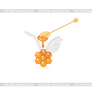 Honey spoon and honeycomb  - royalty-free vector image