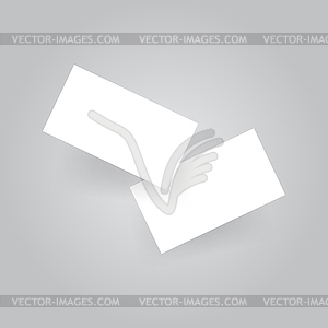 Two white business cards on a gray background. Vector i - vector clipart