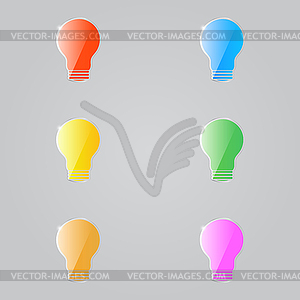 Цветные блестящие электрические лампы - векторное изображение EPS