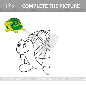 Cartoon turtle. Outlined - vector clip art