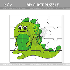 Cute puzzle game. puzzle game with happy cartoon - vector image