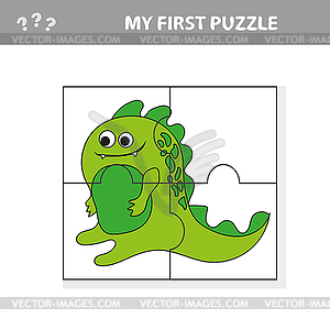 Cute puzzle game. puzzle game with happy cartoon - vector clipart