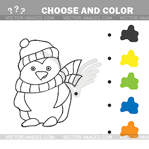 Penguin cartoon - Coloring book - vector clipart