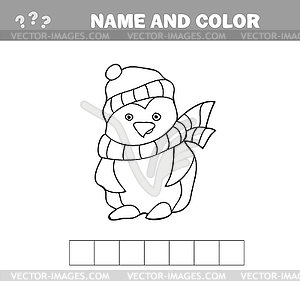 Penguin cartoon - Coloring book - vector clip art