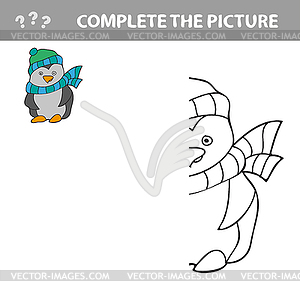 Скопируйте рисунок, развивающая игра для детей - пингвин - стоковый клипарт