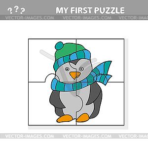 Penguin puzzle for prescholl kids - vector clip art