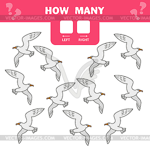 Cartoon Educational Game of Counting Left and - vector clipart