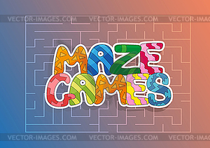 Background with gradient and text maze games for - vector clip art