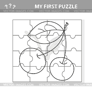 Cherry game for children and kids - my first puzzle - vector image