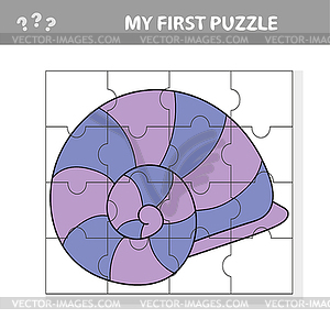 Детский развлекательный пазл с морской раковиной - векторное изображение клипарта