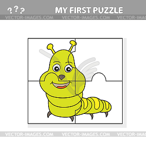 Use puzzle and restore picture. Paper game for kids - vector image