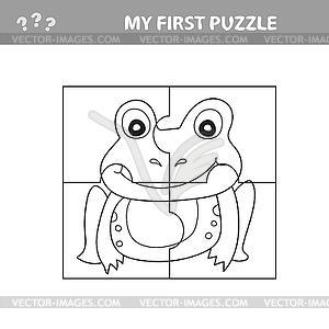 Education paper game for children, Frog. Use parts - vector image