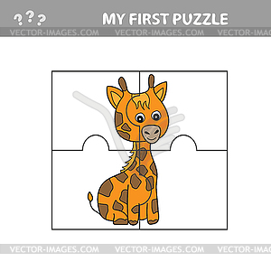 Education paper game for children, Giraffe. Create - vector image