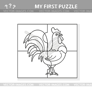 Chicken puzzle for children - white & black vector clipart