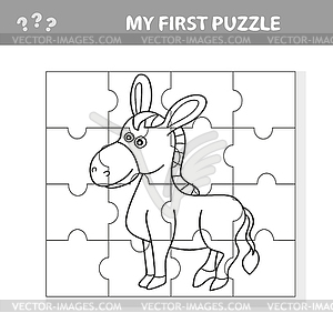 Cartoon Puzzle Game for Preschool Children with - vector image