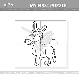 Cartoon Puzzle Game for Preschool Children with - vector clipart