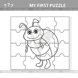 Cartoon Puzzle Game for Preschool Children with - vector image