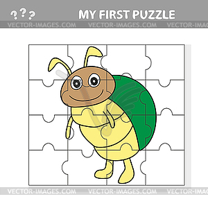 Cartoon Puzzle Game for Preschool Children with - vector image