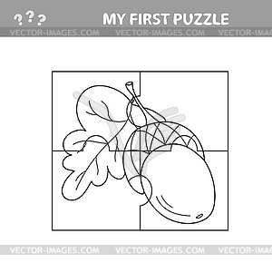 Acorn. Education paper game for preshool children.  - vector clipart