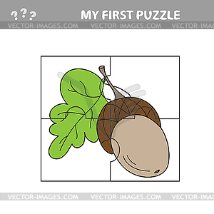 Acorn. Education paper game for preshool children.  - vector image