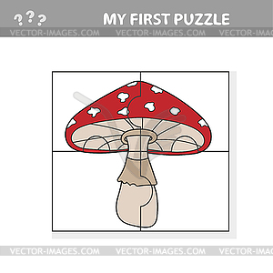 Education paper game for children, Amanita. Puzzle  - vector clipart