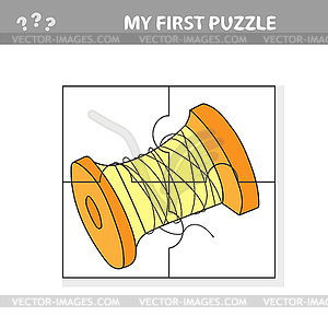 Spool of thread - Cartoon Education Jigsaw Puzzle - vector clipart