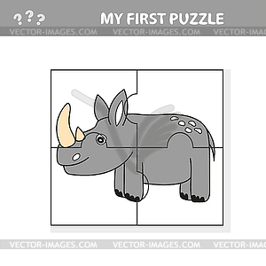 Education Puzzle Game for Preschool Children with - vector image