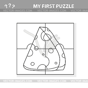 Cartoon cheese. Puzzle. Match pieces and complete - vector clipart