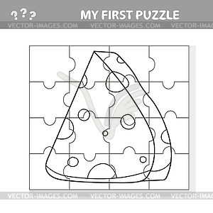 Cartoon cheese. Puzzle. Match pieces and complete - vector clip art