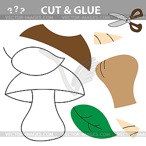 Cut parts of image and glue on paper. . Mushroom - vector clipart