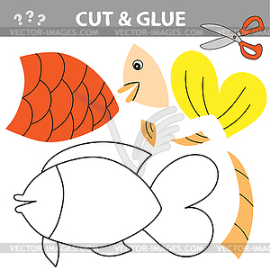 Use scissors and glue and restore picture inside - vector image