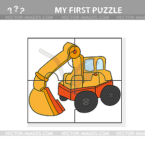 Funny cartoon excavator. Educational game for kids  - vector clipart