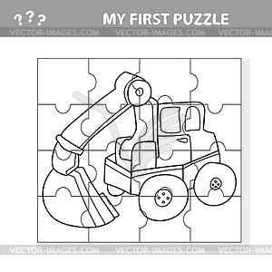 Funny cartoon excavator. Educational game for kids  - vector clip art