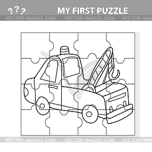 Funny cartoon truck. Educational game for kids - - vector clip art
