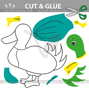 Use scissors and glue and restore picture inside - vector image