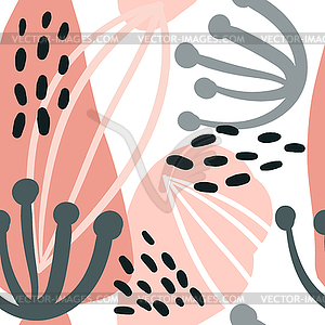Бесшовные повторяющийся узор с цветочными элементами в - векторный эскиз